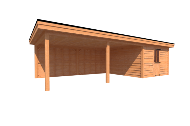 Tuinhuis met veranda plat dak 350 x 400 + 600cm