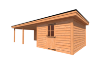 Tuinhuis met veranda plat dak 350 x 400 + 600cm