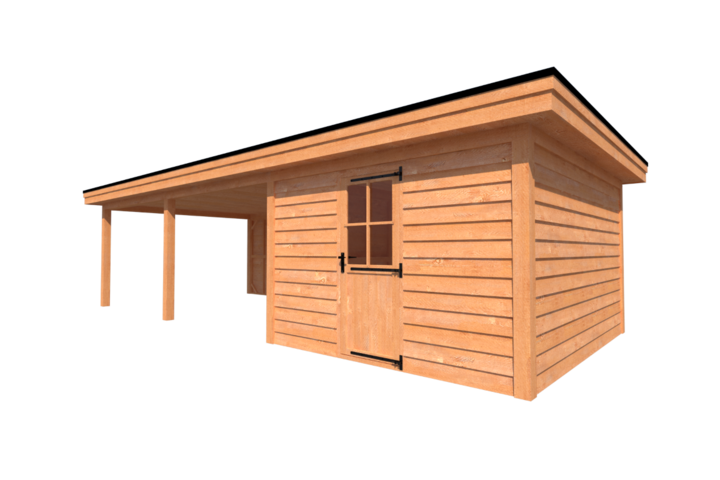 Tuinhuis met veranda plat dak 350 x 400 + 600cm