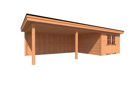 Tuinhuis met veranda plat dak 350 x 400 + 600cm Tuinhuis met veranda plat dak 350 x 400 + 600cm