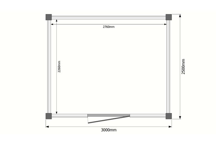 Tuinhuis plat dak 300 x 250cm Tuinhuis plat dak 300 x 250cm