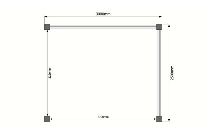 Houten veranda plat dak 300 x 250cm