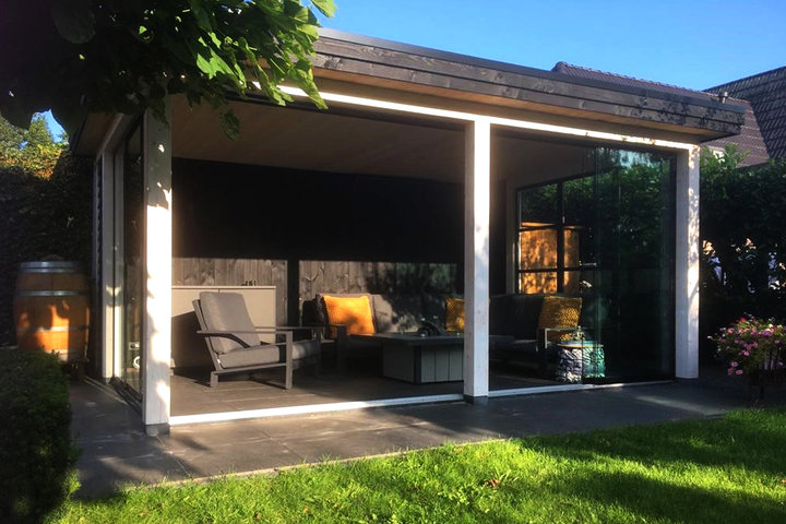 Houten veranda plat dak 300 x 400cm