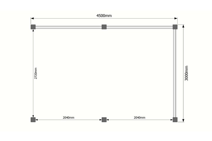 Houten veranda plat dak 450 x 300cm