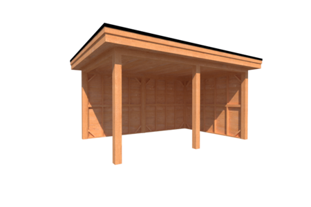 Houten veranda plat dak 450 x 300cm