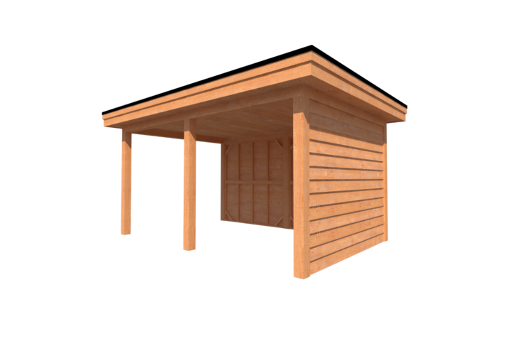 Houten veranda plat dak 450 x 300cm