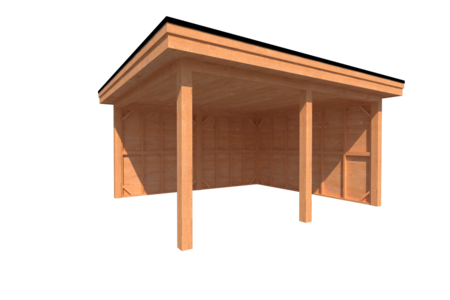 Houten veranda plat dak 450 x 400cm