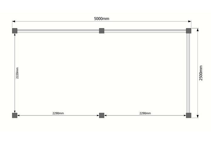 Houten veranda plat dak 500 x 250cm Houten veranda plat dak 500 x 250cm