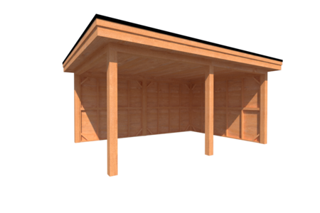 Houten veranda plat dak 500 x 350cm