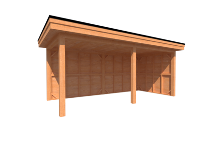 Houten veranda plat dak 550 x 250cm