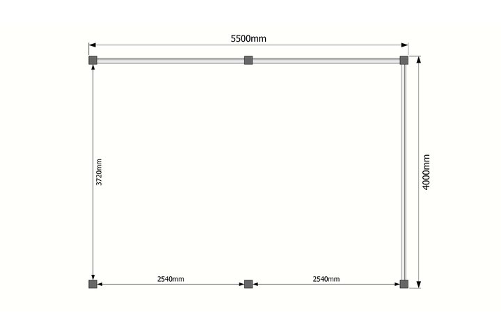 Houten veranda plat dak 550 x 400cm
