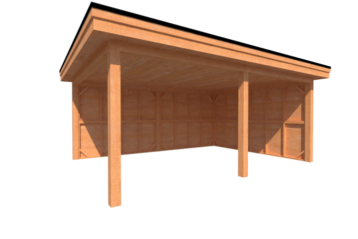 Houten veranda plat dak 550 x 400cm