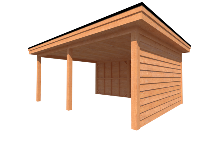 Houten veranda plat dak 550 x 400cm