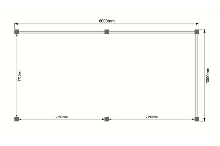 Houten veranda plat dak 600 x 300cm