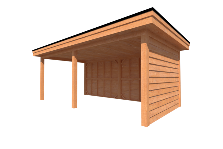 Houten veranda plat dak 600 x 300cm