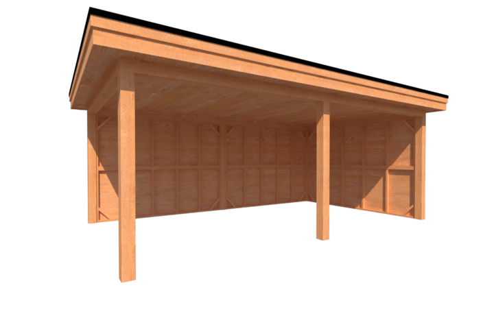 Houten veranda plat dak 600 x 350cm