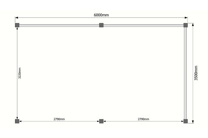 Houten veranda plat dak 600 x 350cm