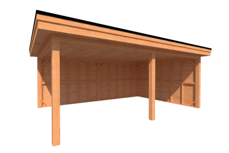 Houten veranda plat dak 600 x 400cm