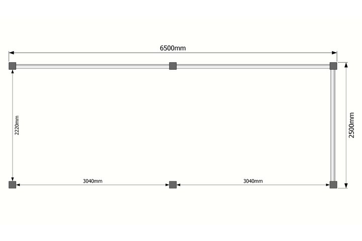Houten veranda plat dak 650 x 250cm