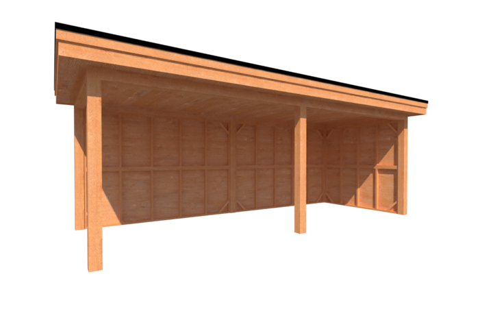 Houten veranda plat dak 650 x 250cm