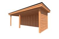 Houten veranda plat dak 650 x 250cm