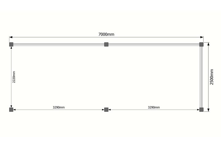 Houten veranda plat dak 700 x 250cm