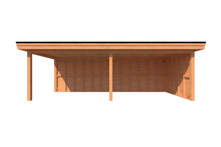 Houten veranda plat dak 750 x 300cm