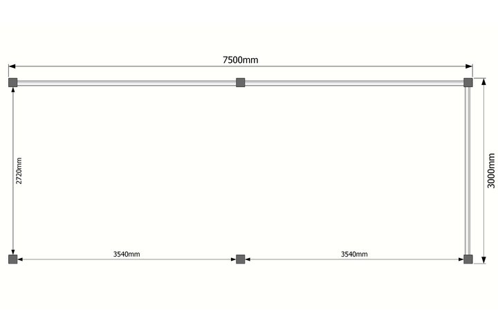 Houten veranda plat dak 750 x 300cm