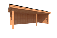 Houten veranda plat dak 750 x 300cm