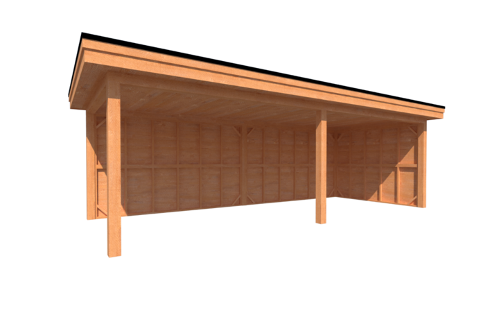 Houten veranda plat dak 750 x 300cm