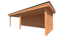 Houten veranda plat dak 750 x 300cm