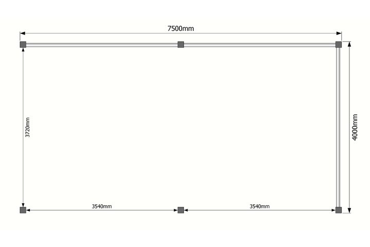 Houten veranda plat dak 750 x 400cm