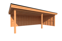 Houten veranda plat dak 750 x 400cm