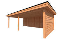 Houten veranda plat dak 750 x 400cm