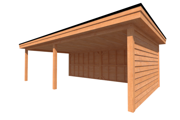 Houten veranda plat dak 750 x 400cm