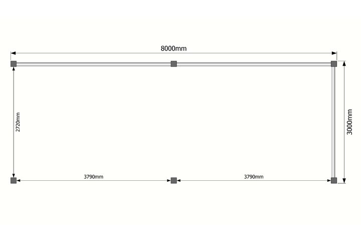 Houten veranda plat dak 800 x 300cm Houten veranda plat dak 800 x 300cm