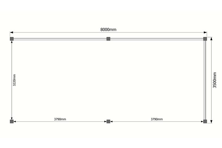 Houten veranda plat dak 800 x 350cm