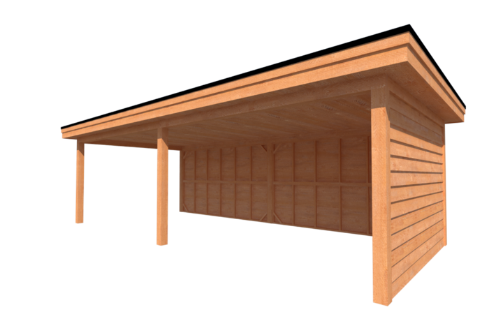 Houten veranda plat dak 800 x 350cm