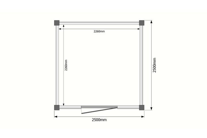 Tuinhuis plat dak 250 x 250cm Tuinhuis plat dak 250 x 250cm