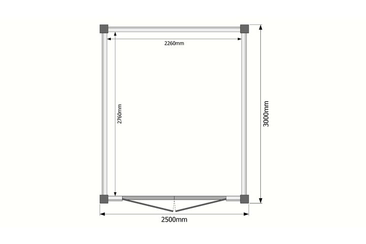 Tuinhuis plat dak 250 x 300cm