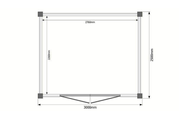 Tuinhuis plat dak 300 x 250cm Tuinhuis plat dak 300 x 250cm