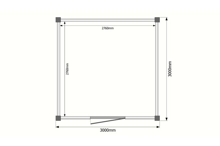 Tuinhuis plat dak 300 x 300cm Tuinhuis plat dak 300 x 300cm