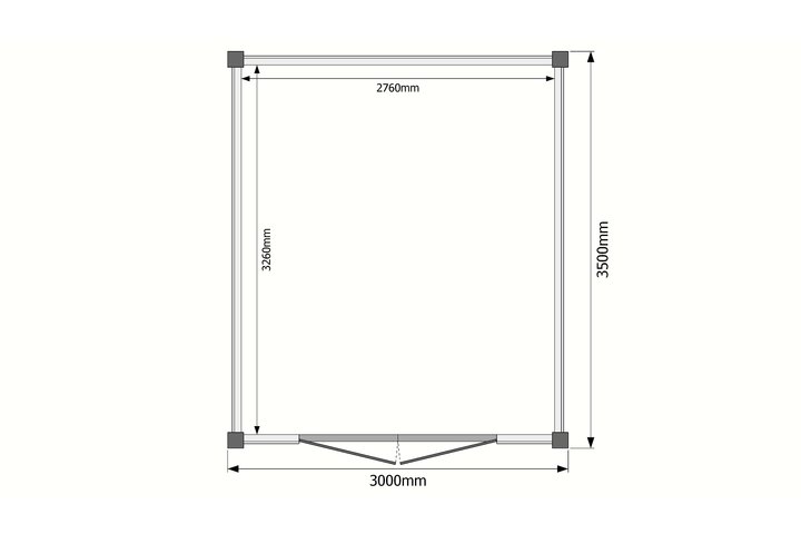 Tuinhuis plat dak 300 x 350cm