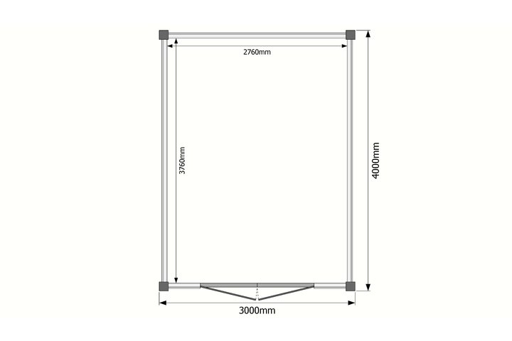 Tuinhuis plat dak 300 x 400cm
