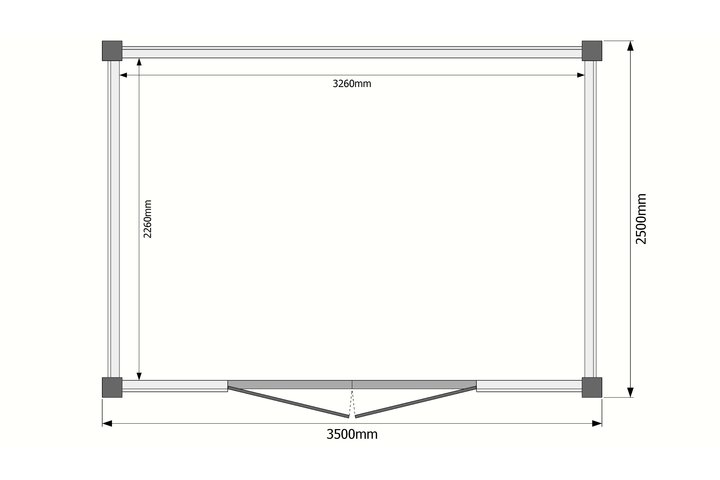 Tuinhuis plat dak 350 x 250cm Tuinhuis plat dak 350 x 250cm