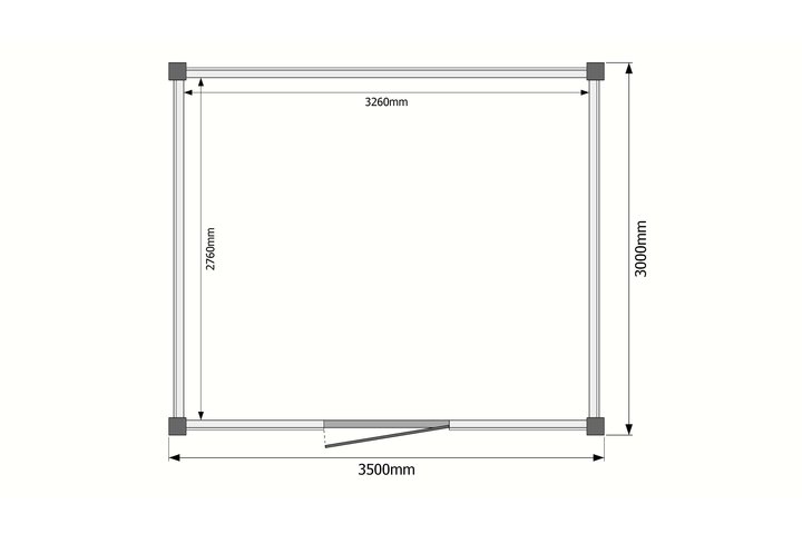 Tuinhuis plat dak 350 x 300cm