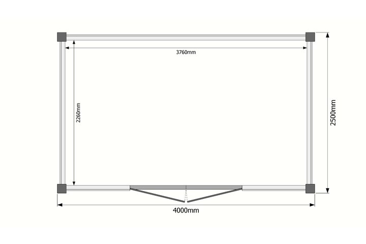 Tuinhuis plat dak 400 x 250cm Tuinhuis plat dak 400 x 250cm