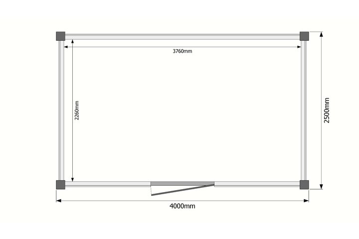 Tuinhuis plat dak 400 x 250cm
