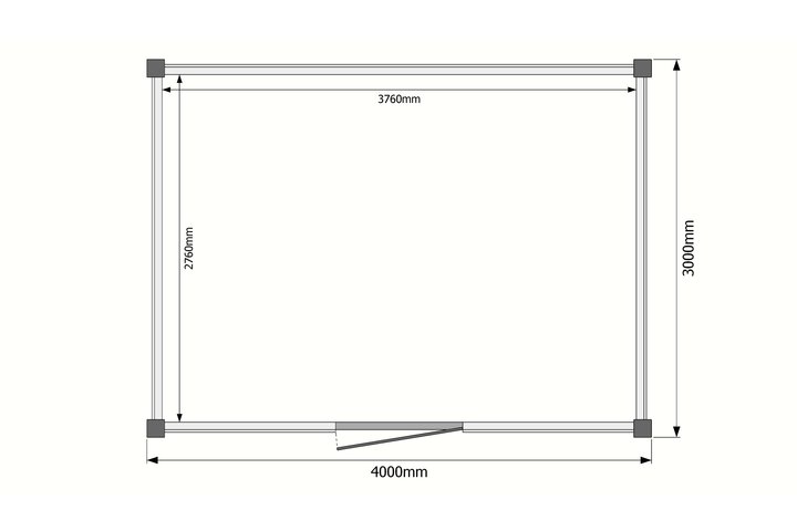 Tuinhuis plat dak 400 x 300cm