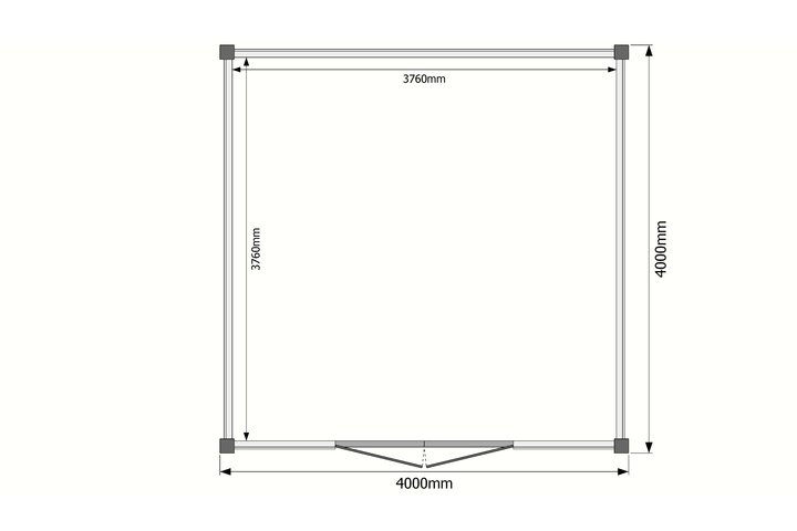 Tuinhuis plat dak 400 x 400cm